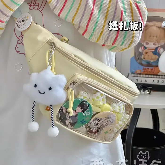 Kawaii japonais Y2K sac de poitrine femmes Lolita mignon sac à bandoulière filles Transparent Itabag sacs à main