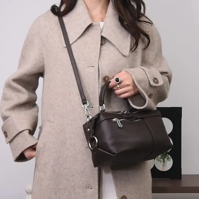 Sac Boston classique en cuir véritable