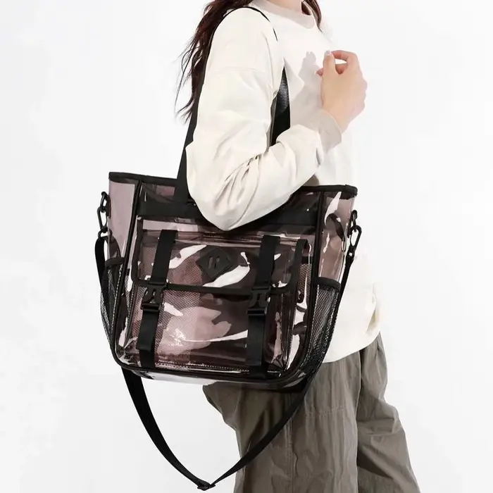 Sac à main de plage transparent couleur bonbon