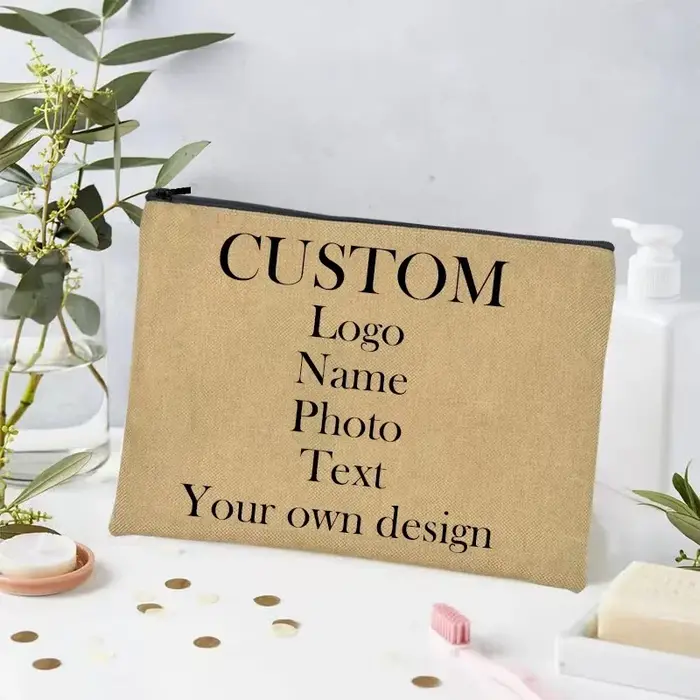 Personnalisez votre propre conception Photo/nom/Logo/texte trousse de maquillage cadeau de demoiselle d'honneur organisateur de cosmétiques de voyage sacs de toilette prix bas en gros