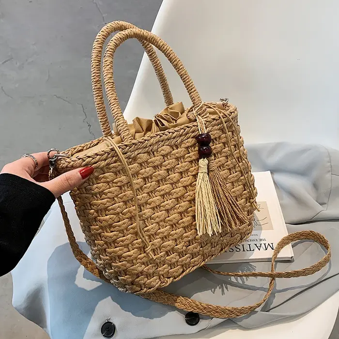 Sac à bandoulière tissé en rotin pour femmes