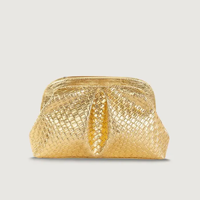 Sac à Texture tissée dorée de haute qualité, sac à bandoulière haut de gamme pour dîner et fête avec