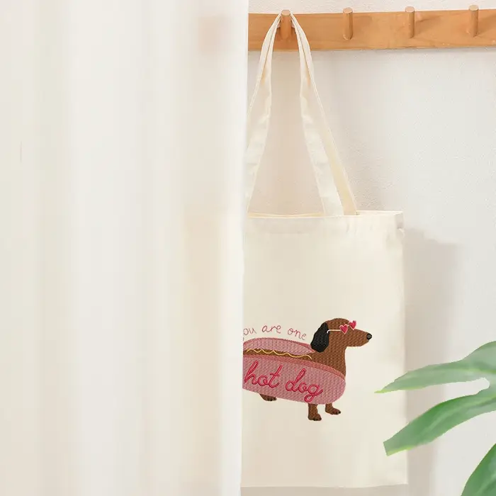 Sacs fourre-tout brodés à motif de chien Leon pour femmes et filles