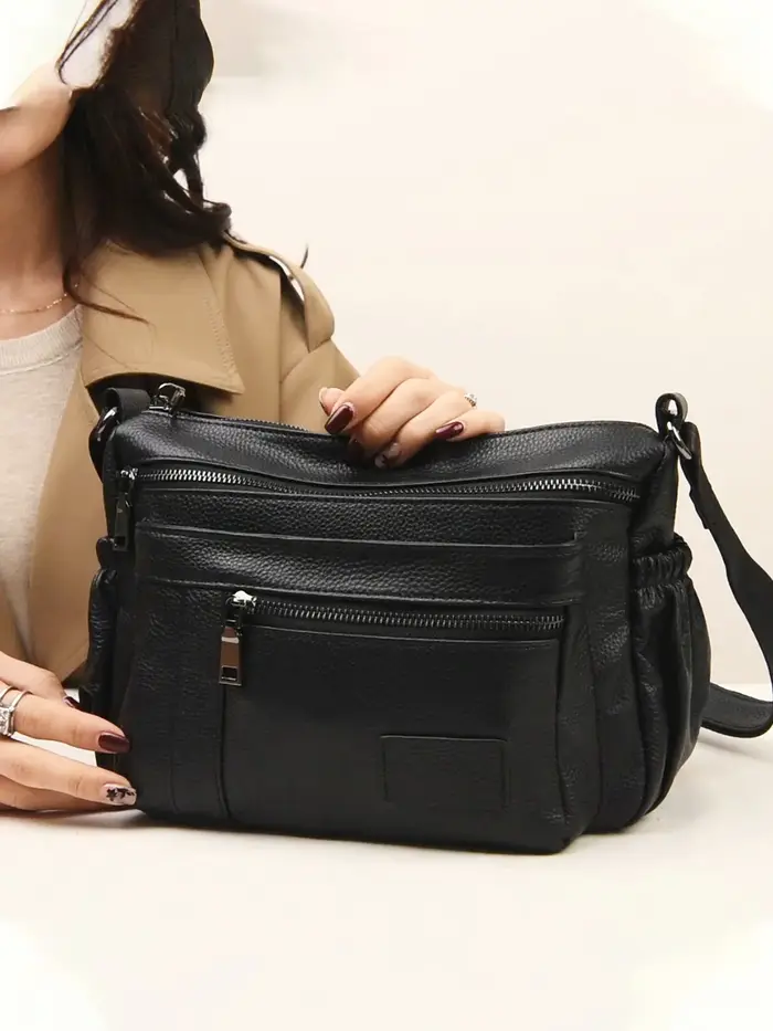 Sac à main pour femme en cuir véritable de haute qualité avec bandoulière amovible