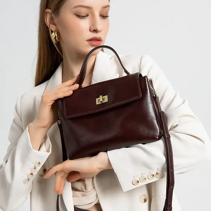 Sac à bandoulière en cuir véritable pour femme
