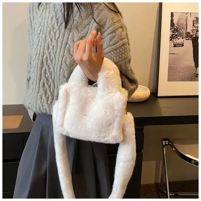 Sac à Main de Luxe en Fausse Fourrure pour Femme