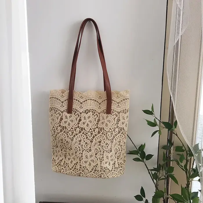 Sac à Bandoulière en Dentelle Fourre-Tout Élégant de Type Seau