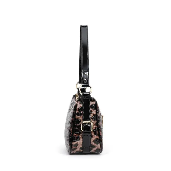 Sac Hobo en cuir verni motif léopard vintage pour femme