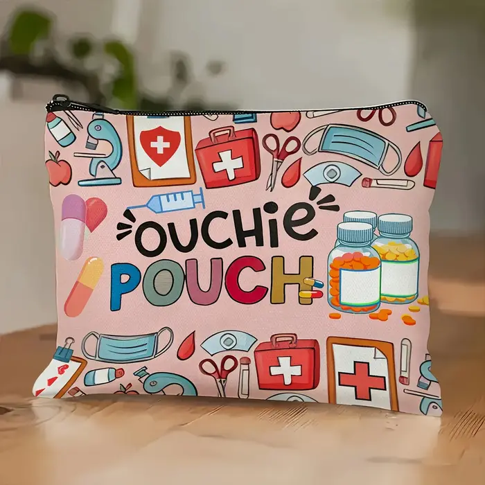 Ouchie Pouch - Pochette zippée sur le thème médical avec un design ludique de pansement et de stéthoscope