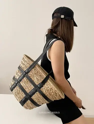 Sacs à main tissés faits à la main, panier de plage, sac d'été en paille, grands sacs à bandoulière 