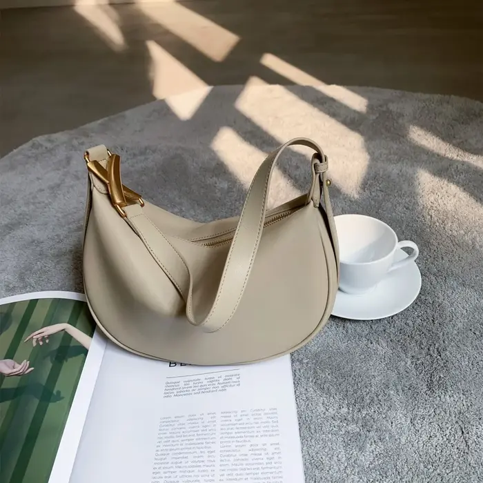 Mn Design-Sac à Main Demi-Lune Hobo en Cuir group pour Femme