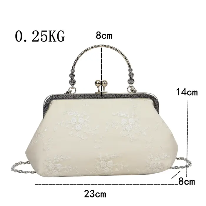 Luxe dentelle Fbric femmes sac de soirée chaîne épaule sac de messager coquille pince concepteur sac à main mode sac