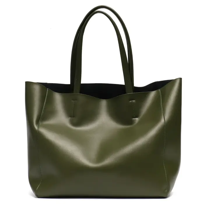 Classique en cuir véritable femmes fourre-tout grande capacité avec fermeture éclair sac à main quotidien grands sacs à