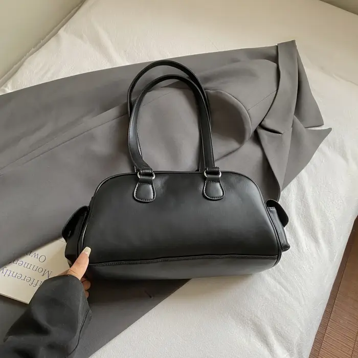 Sac de bowling de grande capacité, sac à main Vintage de Style coréen, sac à bandoulière en cuir Pu 