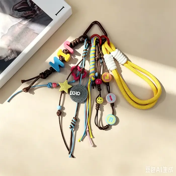 En stock : Charm de sac en corde tressée fait main Bte