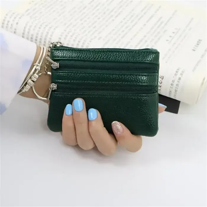 3 pochettes portefeuilles de poche femmes petit porte-monnaie en cuir PU fermeture éclair changement sacs d'argent