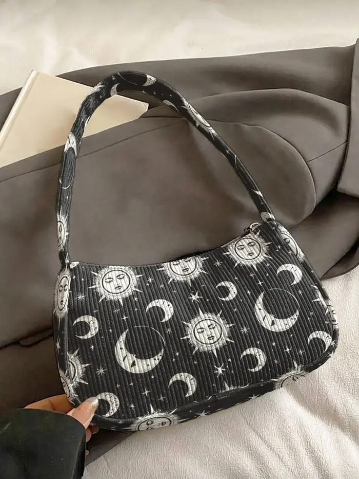 Sac à bandoulière tendance imprimé soleil et lune
