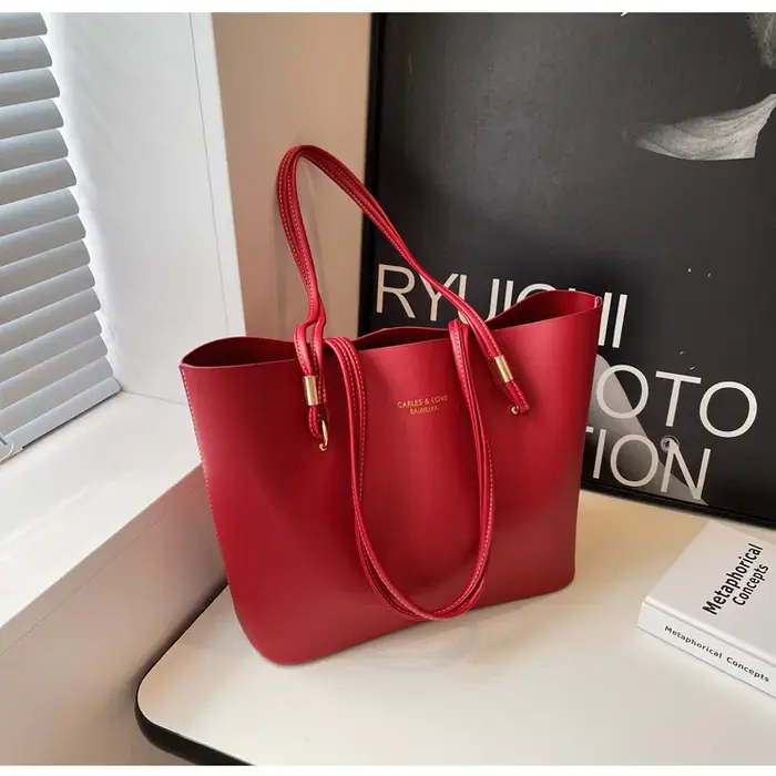 Sac à bandoulière rouge en cuir PU, grande capacité, marque de bonne qualité, fourre-tout de luxe de styliste, grand sac à main pour banlieue, fête de mariage