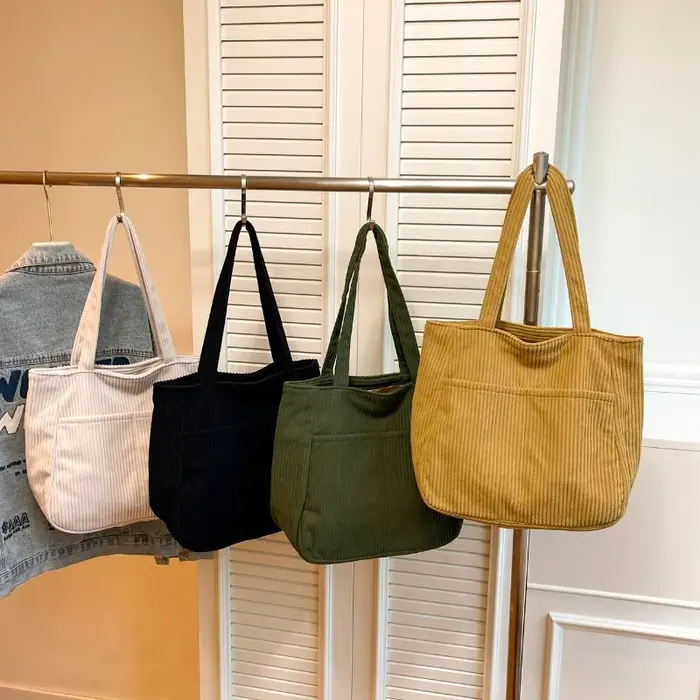 Velours côtelé couleur unie mode fourre-tout décontracté grande capacité 2025 haute qualité sacs pour femmes Simple