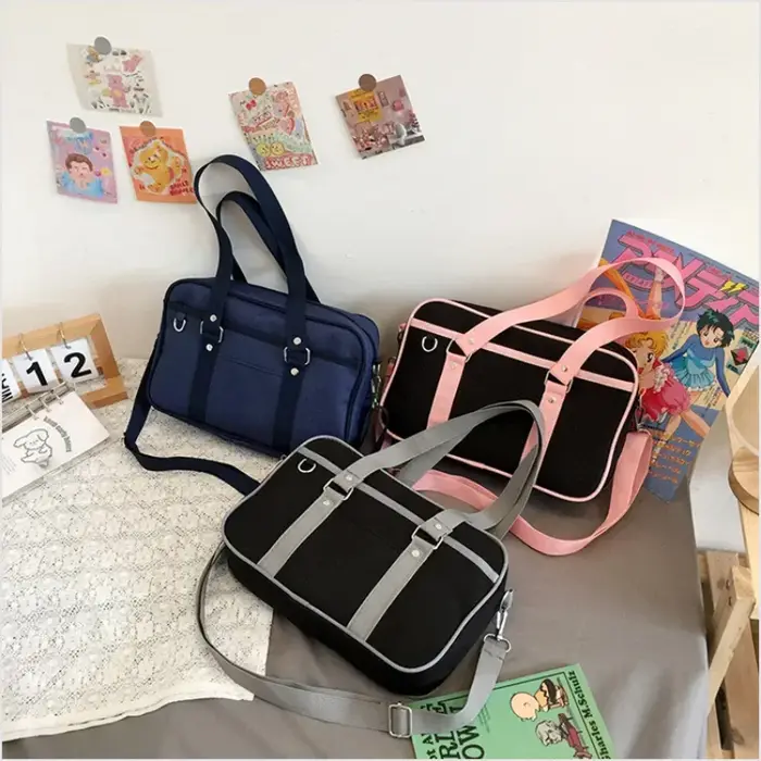 Sac à Main de Style Japonais Uniforme Rose JK pour Femme, Bagage de Grande Capacité, Fourre-Tout, Sacoche d'Ordinateur