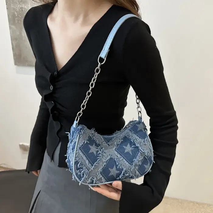 Sac décontracté en Denim délavé rétro pour femmes