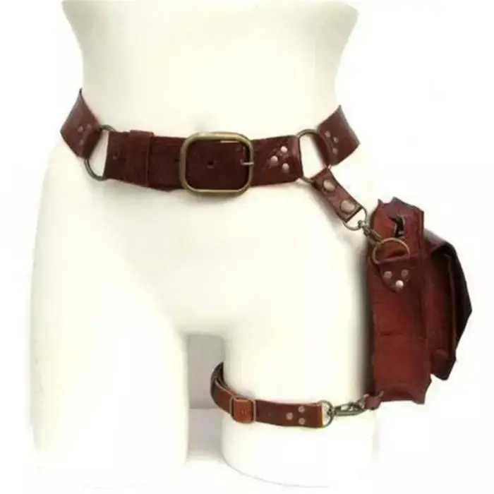 Sac de taille carré Punk rétro en PU pour femmes