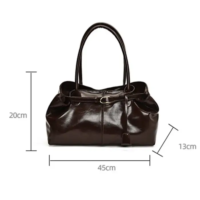 Nouveau Sac à main en cuir PU huile grande capacité sac à bandoulière décontracté sac fourre-tout multifonctionnel femmes
