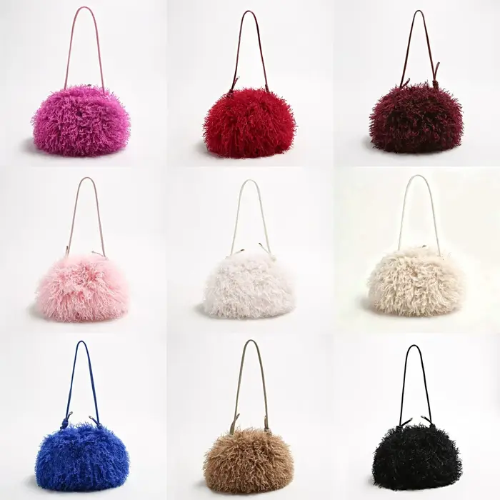 Sac Nuage en Fausse Fourrure Bouclée et Moelleuse
