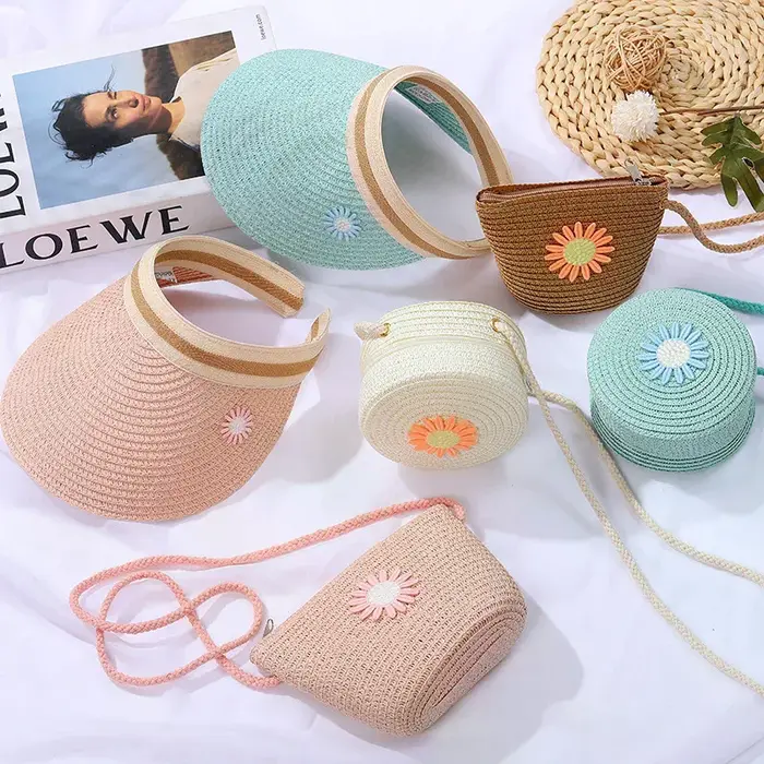 Sac rond en paille tressé pour femme