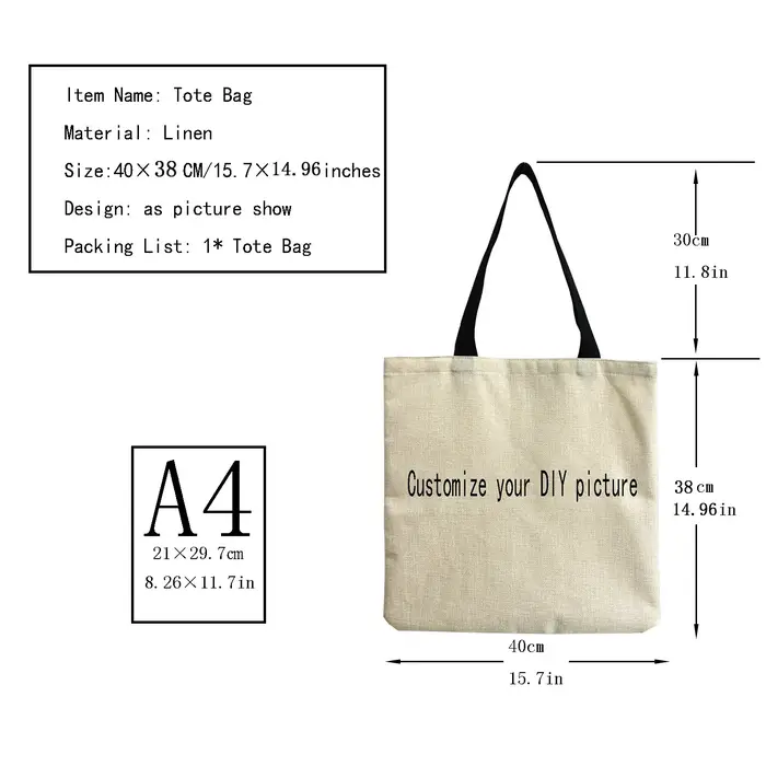 Sac fourre-tout en lin personnalisé pour femme