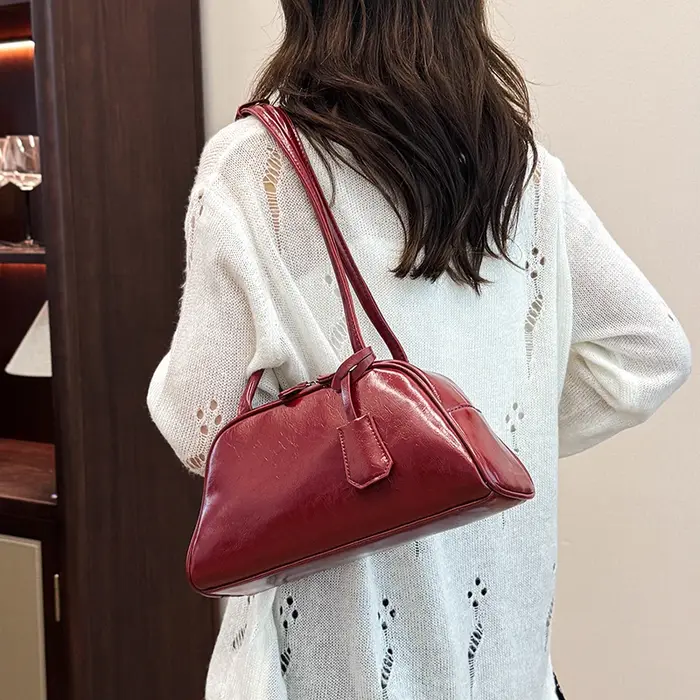Sac à bandoulière en cuir Pu rouge pour femmes