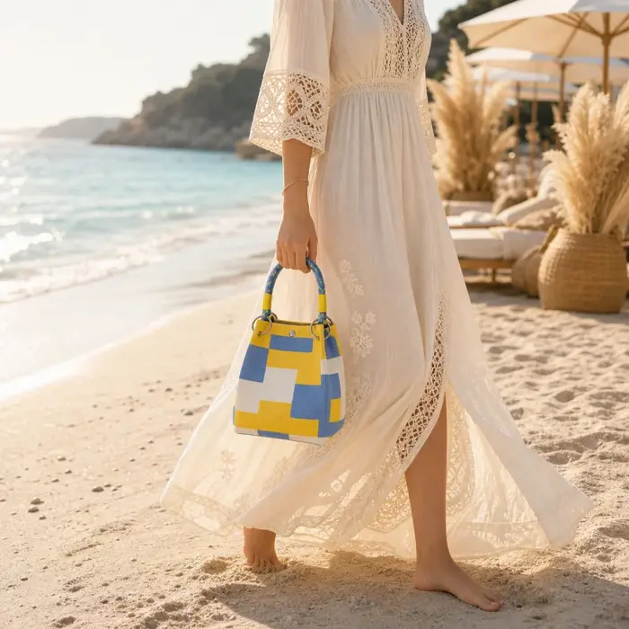 Mini sac seau tricoté pour femme