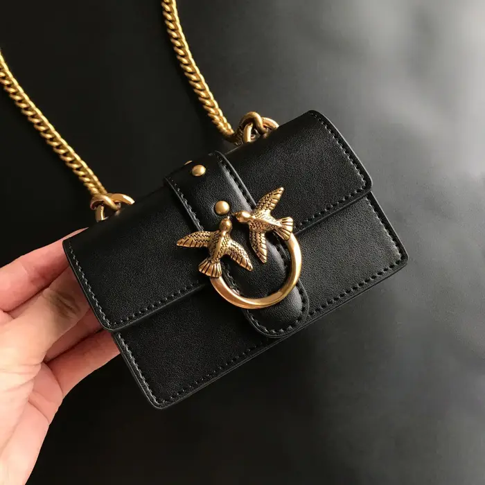 Nouveau sac à main classique ultra-mini en cuir véritable de style pinko, sac à main, porte-clés à c