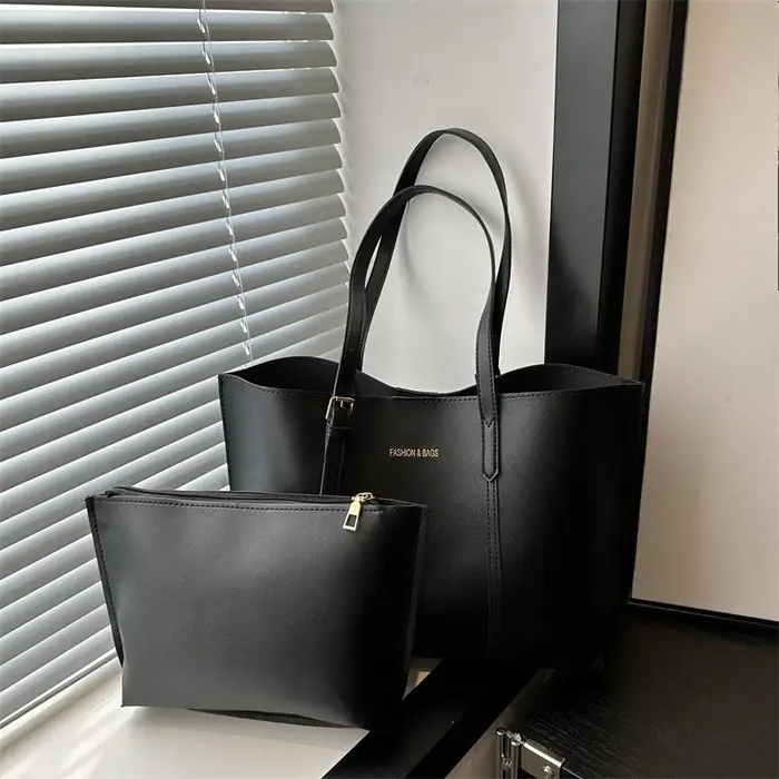 Ensemble de sacs fourre-tout vintage en similicuir avec pochette zippée, sac à main rétro, sac à ban