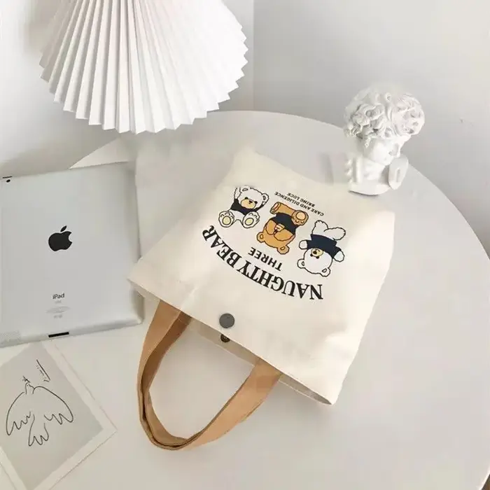 Sac en toile petit sac à main polyvalent femme étudiant boîte à déjeuner sac fourre-tout Simple employé de bureau sac