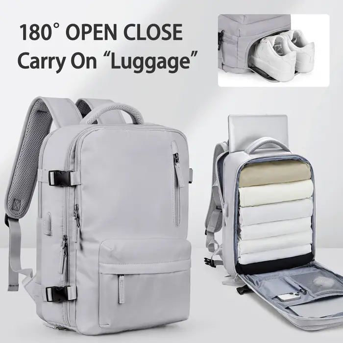 Sac à dos en nylon, sac à dos de voyage d'affaires avec port USB pour femmes et hommes, sac à dos an
