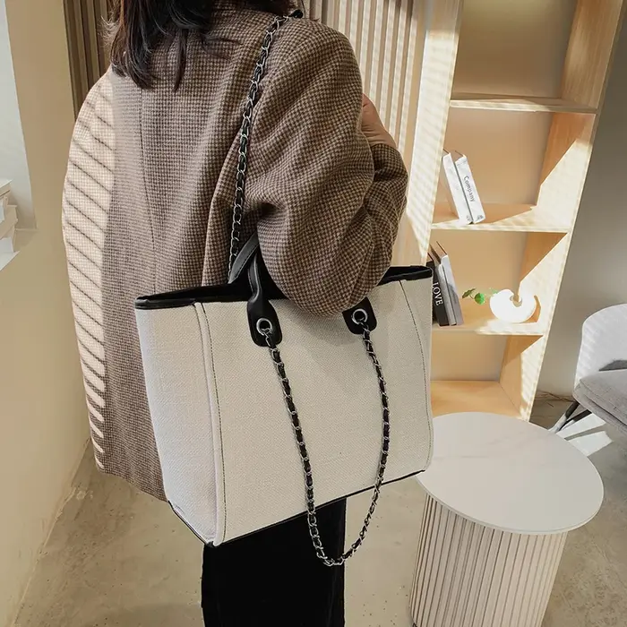 Sac à main en toile de grande capacité pour femme