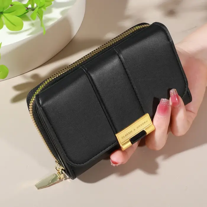 Sac à main en cuir PU avec fermeture éclair pour femme