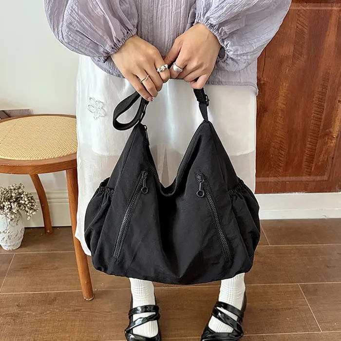 Sac hobo plissé simple grande capacité pour femme