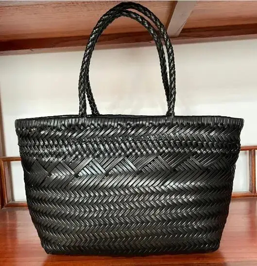 Sac à Main Hobos Vintage en Cuir group Tissé à la Main pour Femme, mir de Shopping de Plage Creux de