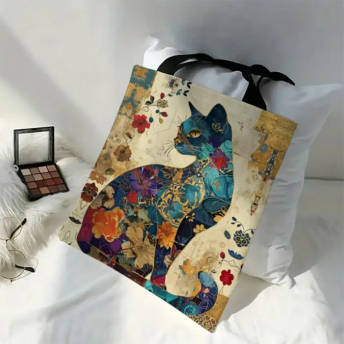 Sac fourre-tout à motif de chat floral