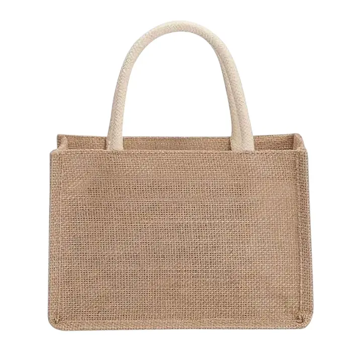 Sacs fourre-tout en toile de Jute vierge, sac à main de Shopping de plage, sacs cadeaux Vintage réut