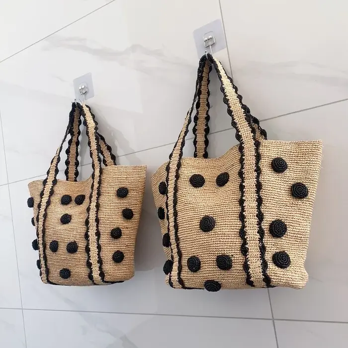 Sac fourre-tout en raphia fait main pour femme
