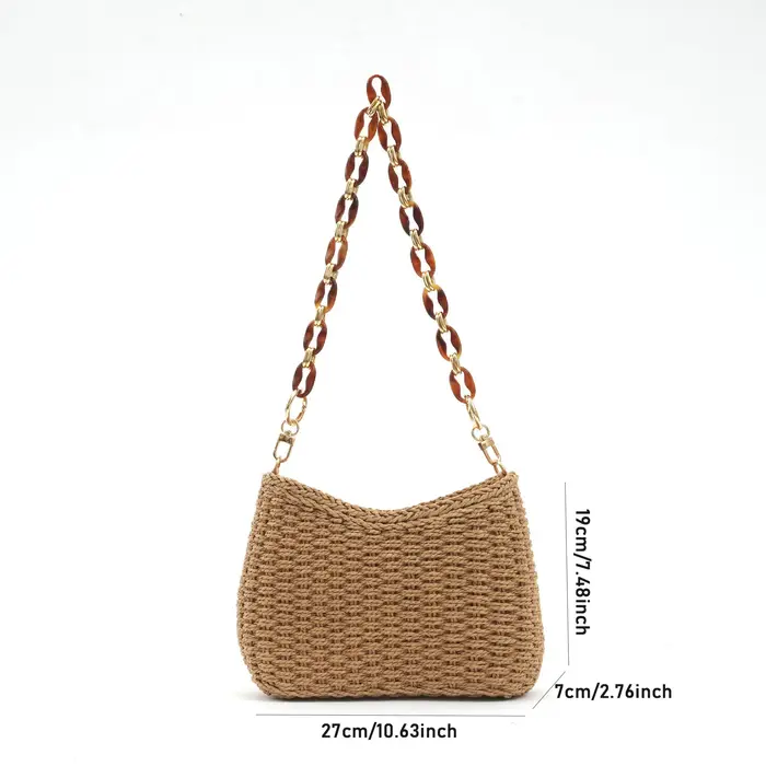 Sac tissé en paille rétro pour femmes
