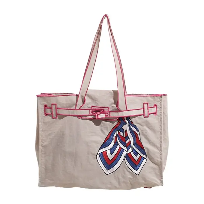 Sac fourre-tout en toile brodée grande capacité Lacousette
