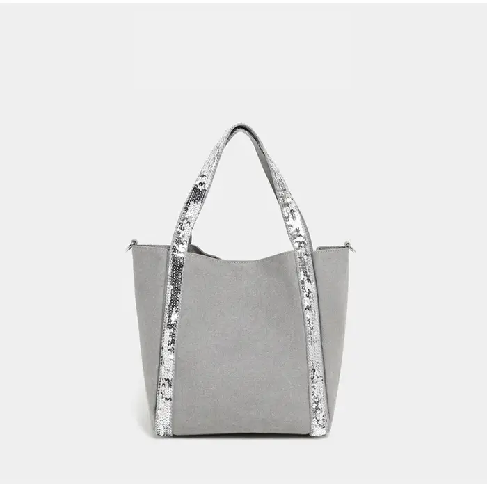 Sac fourre-tout zippé en toile à paillettes, sac à bandoulière Vintage de grande capacité pour femme