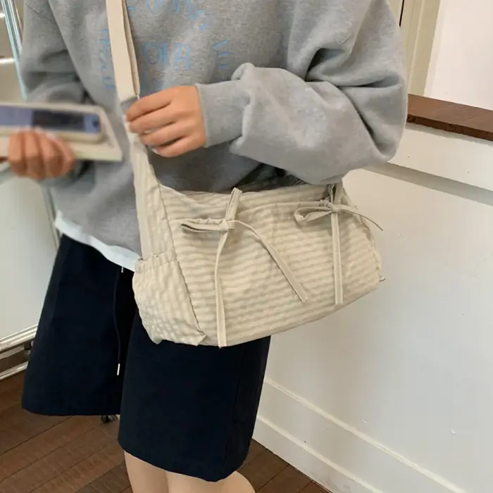 Sac à bandoulière simple à grille rétro de Style coréen