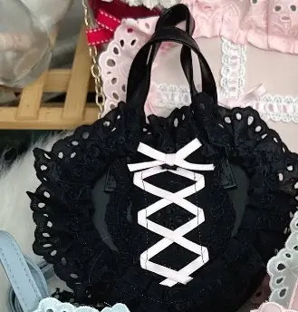 Lolita fait à la main amour coeur dentelle fleur mignon sac à bandoulière douce fille étudiants arc 