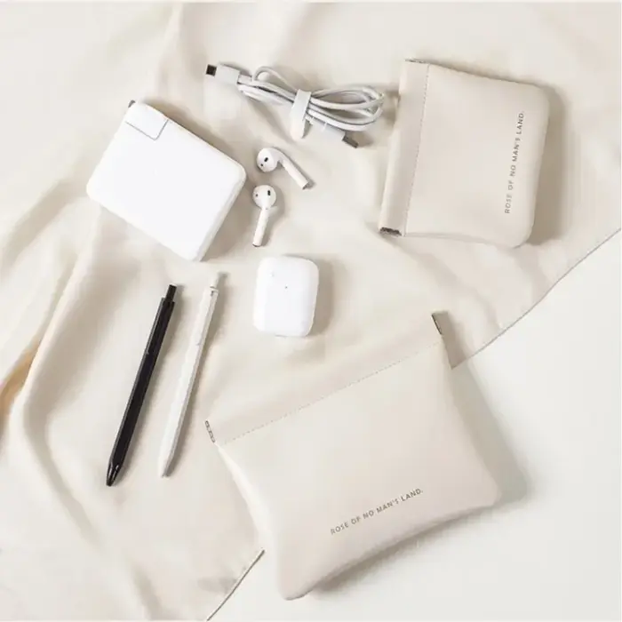 Mini sac de rangement de maquillage en cuir PU Simple pour rouge à lèvres