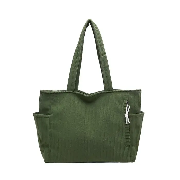 Sac fourre-tout décontracté vintage en velours côtelé pour femme